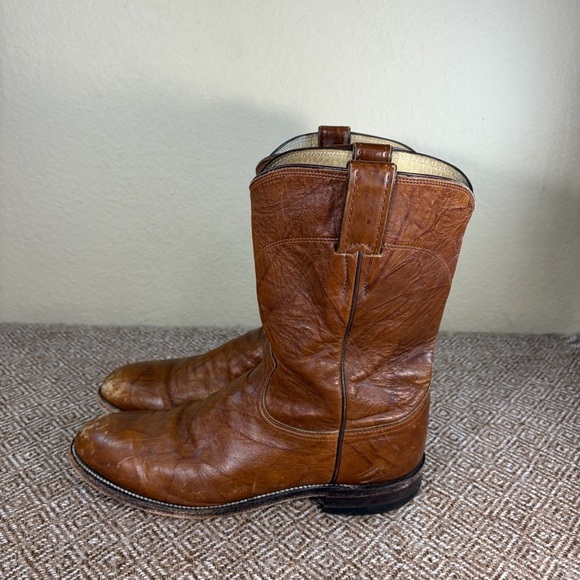 Justin Classic Roper Style 3163 Brown Marbled Leather Cowboy Boots Men\'s Sz 9D main image 8